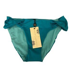 NWT A.Che Twisted Side Bikini Bottoms in Teal Sz. S